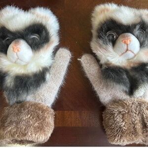 Faux Fur Cat Animal Design Mittens